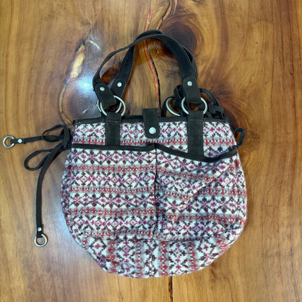 Vintage Y2K American Eagle Fair Isle Bag Purse Knit Hand Shoulder N13